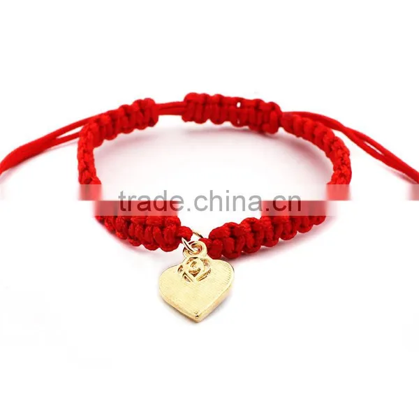 Enamel Gold Heart Charm Handwoven Bracelet Adjustable Braided Macrame Bracelet Promotional Friendship Bracelet photo-2