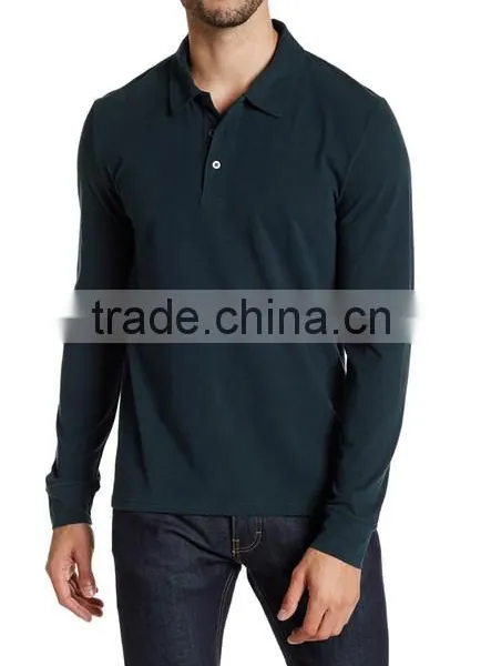 Mens Long Sleeve Polo Tee Shirts With Pocket Cheap Wholesale Plain Black T-shirts Tshirts photo-4