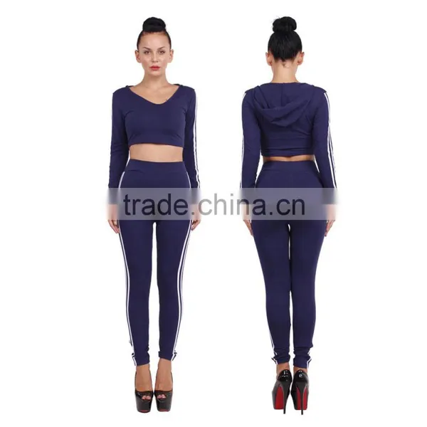 Women Autumn Winter Sport Tracksuits New Cropped Suits Skinny Sweatsuits Hooded Tracksuits Sport Wear Running Set photo-4