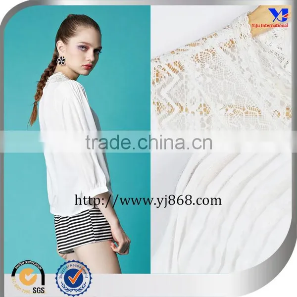 Long Sleeves White Lace Decoration Chiffon Style Blouse photo-3
