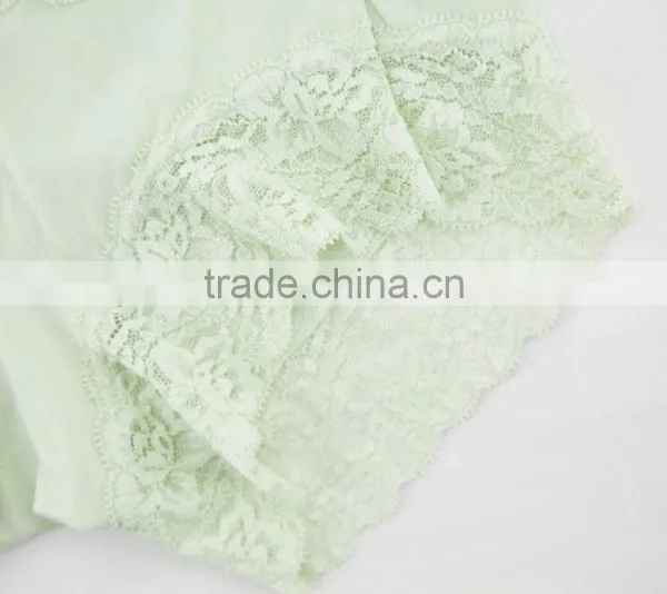 Custom Light Green 95% Cotton 5% Spandex With Lace Sexy Fancy Woman Underwear photo-4