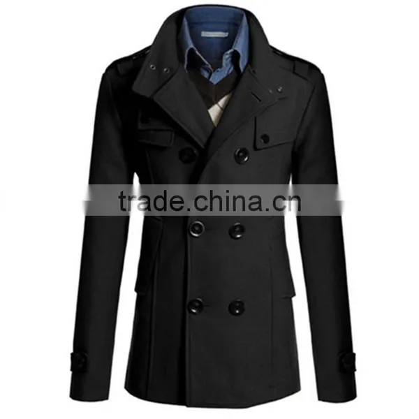 Hot Sale 4 Colors and 4 Size for Choice Casual European Stylish Mature Men Coat Woolen photo-3
