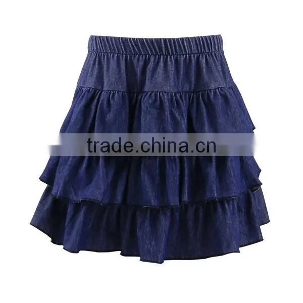 New Arrival Blue Girls Ruffle Skirt Cotton Knit Wholesale Boutique Persnickety Children Skirts