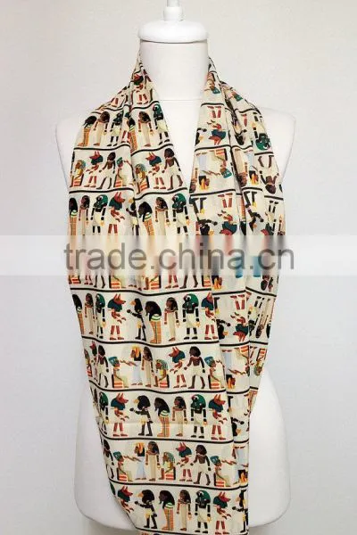 Antique Egyptian Pattern Infinity Scarf, Circle Scarf, Loop Scarf, Scarves, Shawls, Spring - Fall - Winter - Summer Fashion photo-6
