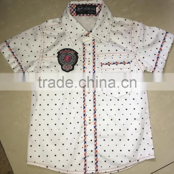 Boys Short Sleeve Shirts Check Contrast Boys Casual Shirts photo-3
