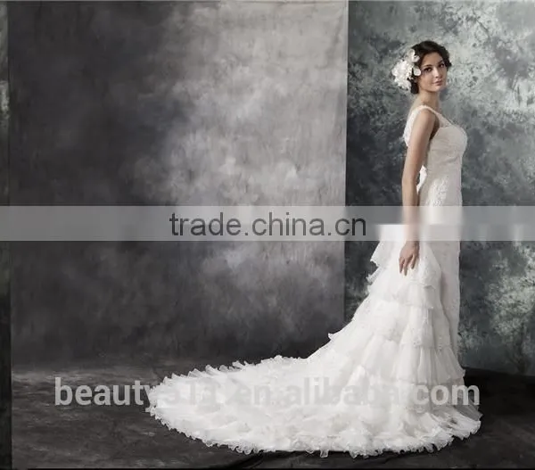 2017 New Style Luxury Beaded Sweetheart Nackline Off-shoulder Mermaid Lace Wedding Dress BS01 photo-4