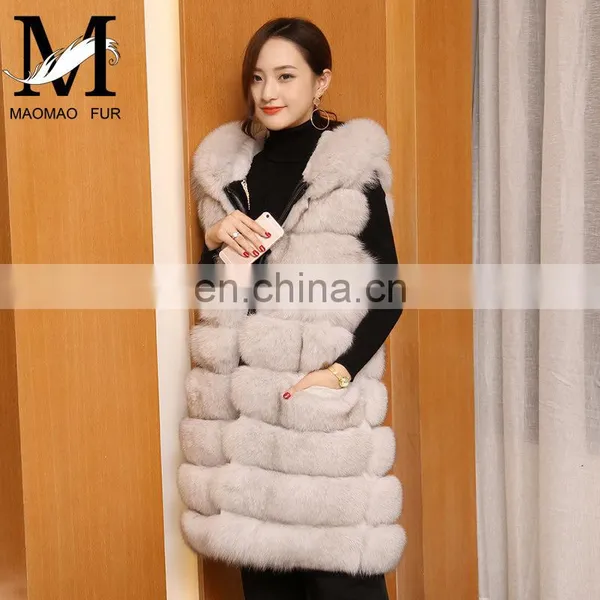 2015 Top Quality Lovely Fur Vests Women Outer Wear Vest Real Blue Fox Fur Coat China photo-3