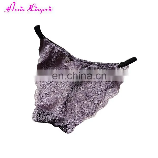 Drop Free Shipping Purple Soft Embroidery Sexy Lace Womens Transparent Sheer Panties photo-5