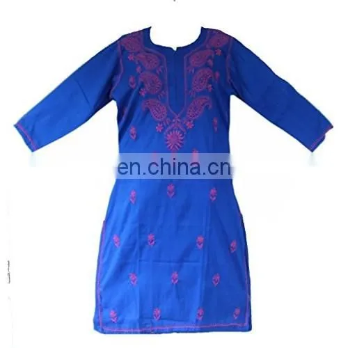 Red Designer Kurti Lakhnavi Mirror Work photo-4