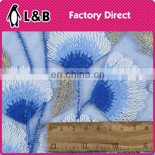 Fabric Lace Cord Flower Blue Embroidered Bridal Lace Fabric Dubai photo-4