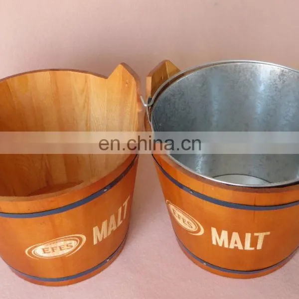 Hot Selling Personalized Plastic Custom Ice Bucket With Wood Top photo-6