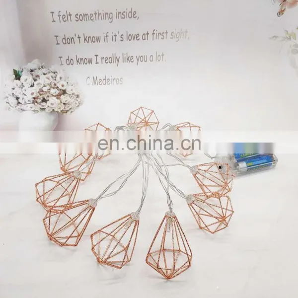 Good Quality Battery Powered LED Metal Diamond Shape String Light For Home Decoration photo-4
