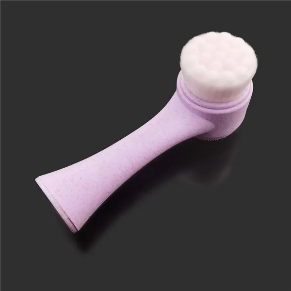 Wheat Straw Face Cleaning Brush 2-in-1 Silicone&Soft Synthetic Bristles Brush For Face photo-2