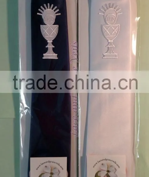Boys First Communion Tie With Embroidered Cross photo-2