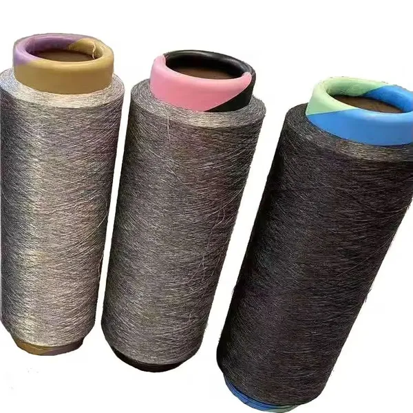 Polyester AB Yarn DTY 100D 150D White+Black Melange Yarn Dope Dyed Filament Yarn Textured Yarn
