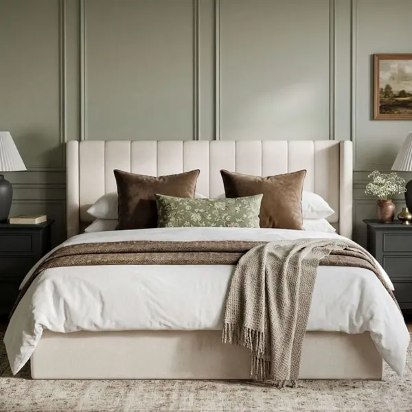 King Bed Frame With Storage, Metal Platform Bed Frame With High Headboard photo-2