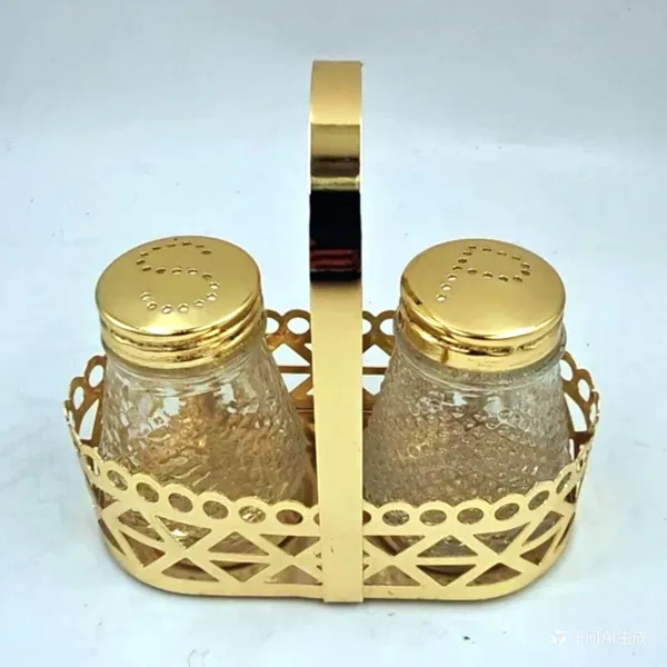 Goldenplated GLASS SALT AND PEPPER SHAKER SET