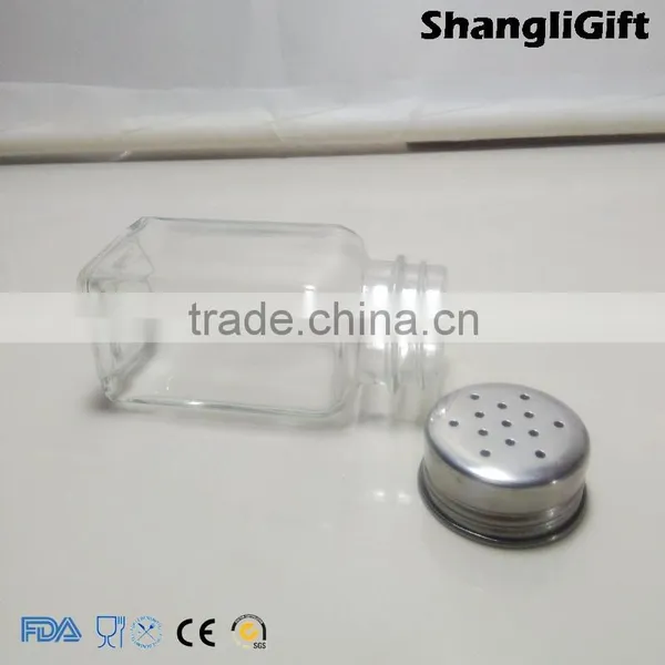 High White Spice Bottle Square Clear Bottle 80ml With Metal Cap photo-3