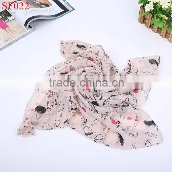 SF019 Fashion Urban Lady Silk Scarves Shiny Color With High-heeled Shoes Lip Lipstick photo-4