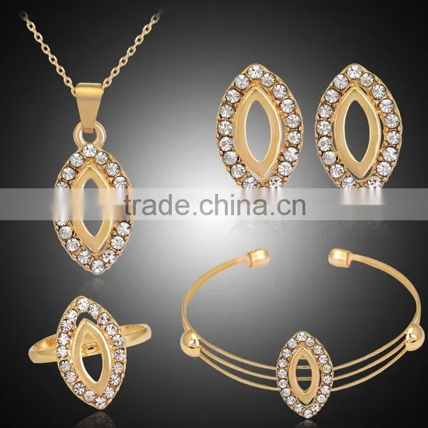 Royal Noble Geometric Oval Hollow Crystal Gems Drop Pendant Decoration Necklace Elegant Jewelry Set For Braid Wedding Accessory photo-2