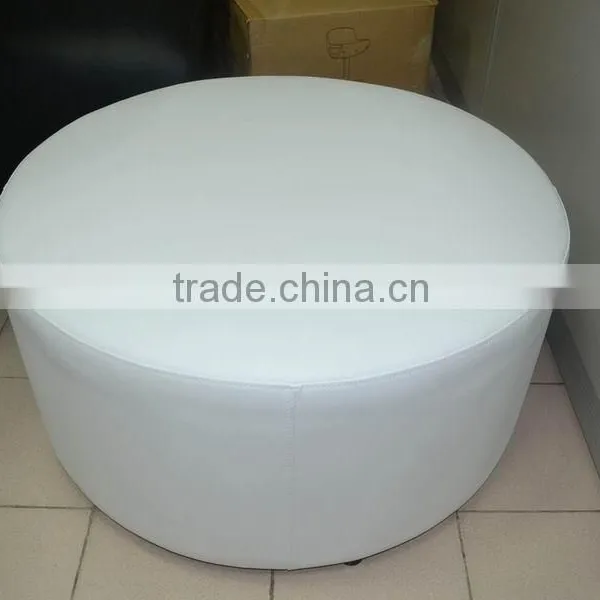 Comfotable White Round Leather Fabric Ottoman XYN261 photo-3