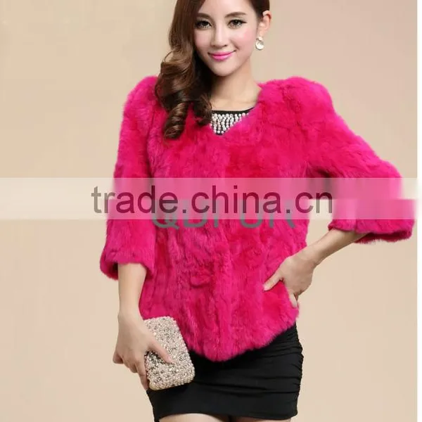 QD28120 Short Style Real Piece Outerwear Wholesale/retail Genuine Women Rex Rabbit Fur Jacket photo-3