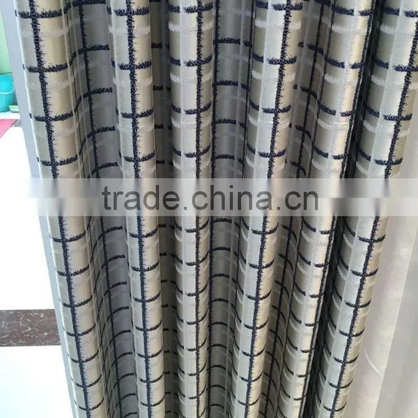 More Modern Grid Jacquard Shading Bedroom Window Sitting Room Drapes photo-2