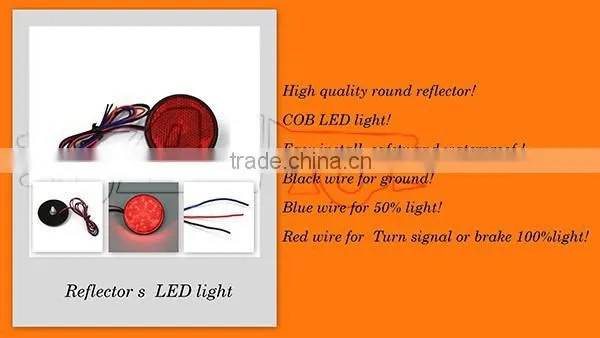 BJ-BL-002RR Round Red Lens Red LED Reflectors Brake Light for Universal Motorcycle ATV Scooter Bicycle photo-3