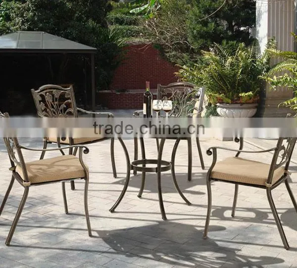 Premium Quality Garden Patio Terrace Deck Cast Aluminum Bronze Living Accents Outdoor Furniture Mosaic Table With Swivel Chairs photo-4