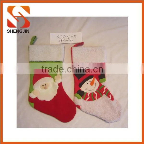 SJ-6720 Promotional Fleece Cute Sant Socks Gift Christmas Stocking photo-2