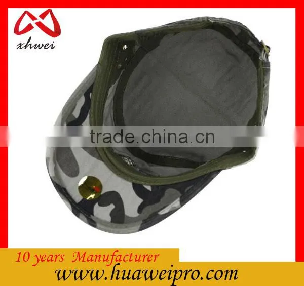 China Headwear Wholesale Plain Flat Top Military Cap/ Flexfit Camo Military Hat photo-4