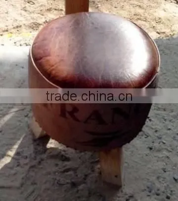 Leather Canvas Round Stool