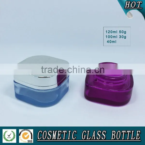 Empty Square Glass Cosmetic Oil Bottle and Cosmetic Cream Jar photo-3