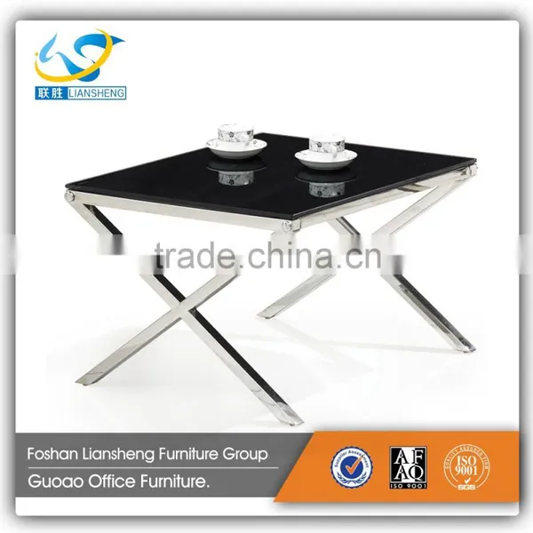 Modern Design Stainless Steel Base and Tempered Glass Top Coffee Table GDJ005-1 photo-3