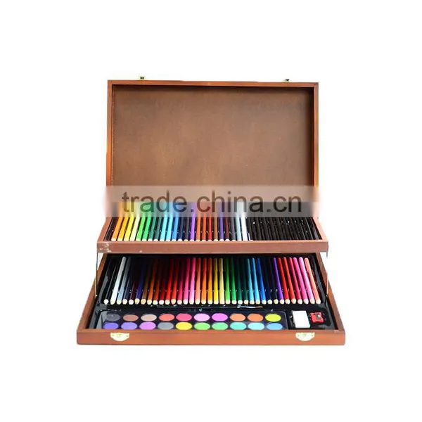Wooden Box Coloring Set With 3 Layers of 91pcs photo-2