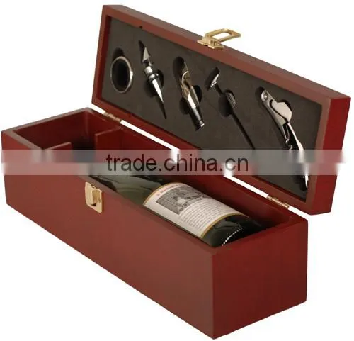Antique Style Embossed Red MDF Wine Bottle Box photo-2