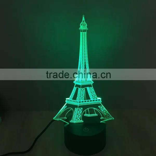 3D Colorful Led Romantic Creative Desk Bedroom Eiffel Tower Shape Night Light Lamp Desk Decoration Birthday Gifts photo-3