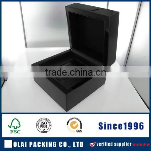 Black Shiny Wood Watch Box With Leather Interior photo-3