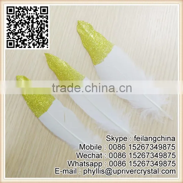 Yellow Gold Glitter Goose Feather photo-2