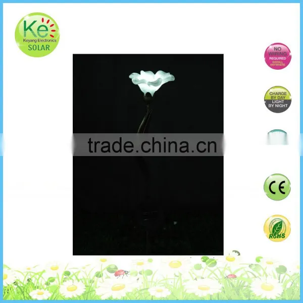 Ceramic Flower Metal Stake Solar Garden Gate Light photo-3