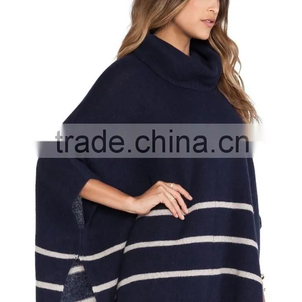 Ladies Striped Turtleneck Pullover Sweater photo-5