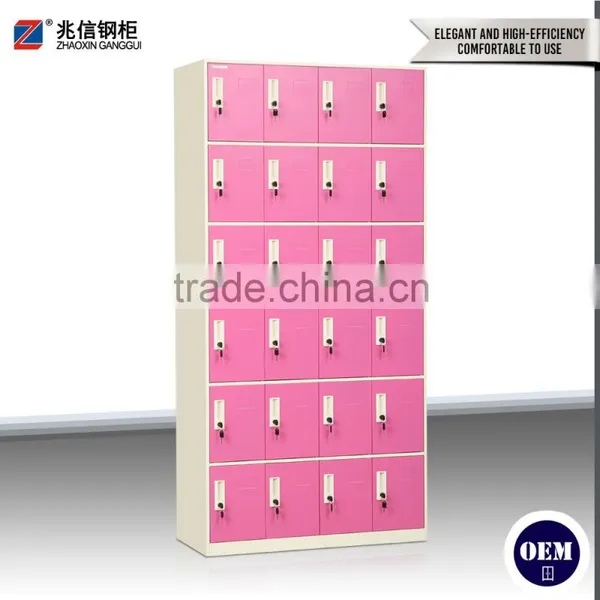 24 Door Pink Stainless Steel Wardrobe Cold Roll Steel Locker Steel Lockers for Supermaket