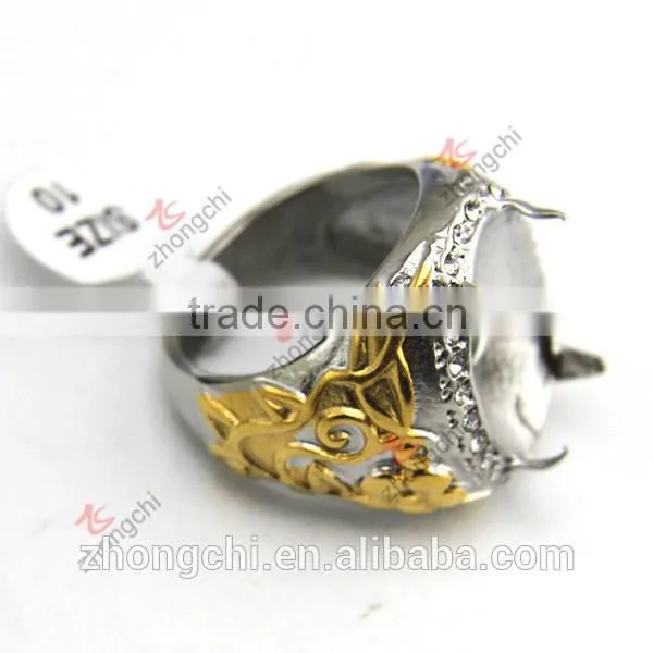 Custom Blank Stainless Steel Ring, Claw Gemstone Style Stainless Steel Cool Ring for Boys photo-4