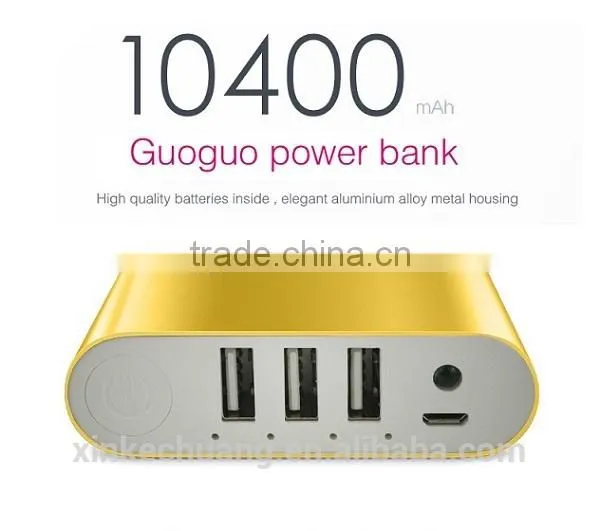 Guoguo 2016 New Design Rechargerable 3USB 2.4A Outputs Portable 10400mAh Power Bank photo-4