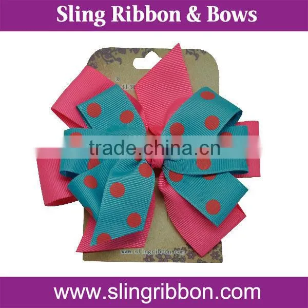 Handmade Polka Dot Ribbon Hair Clips For Women photo-2