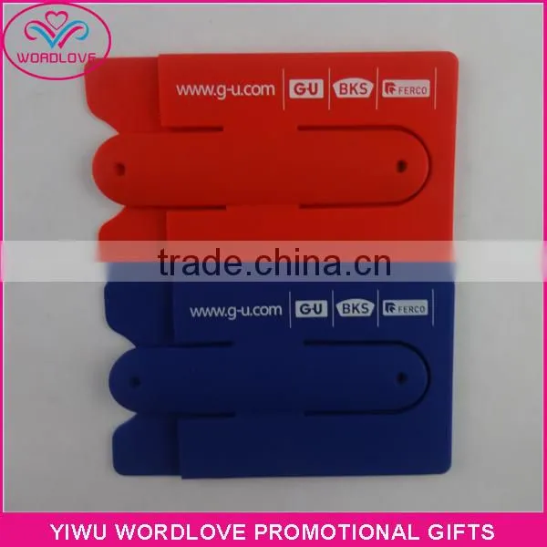 Printing Logo Custom Gift Multifunction Smart Wallet 3M Sticky Silicone Mobile Card Holder With Slap Stand for Advertising photo-3