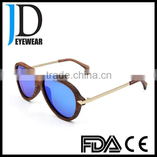 Big Face Navy Blue Sun Lenses Pilot Style Real Wooden Sunglasses Rosewood Sun Glasses photo-3