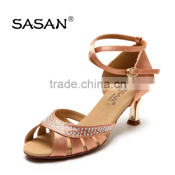 Crystal Satin Latin Dance Shoes Salsa Shoes Open Toe 2.5 Inch Heel Height S-123 photo-2