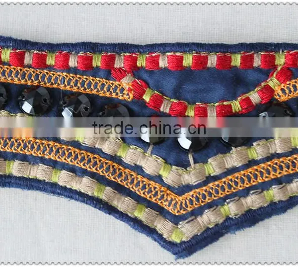 Customized Embroidery Ladies Garment Collar, Black Acrylic Beaded Necklace, Colourful Embroidery Collar for Garment photo-6