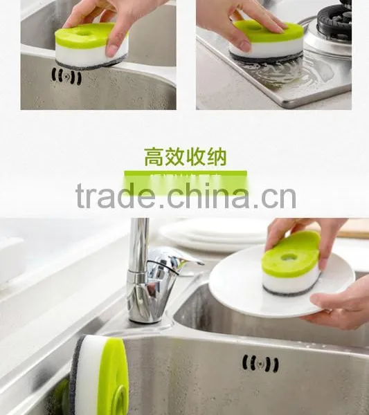 Soap Sponge Brush Cleaning Brush With Sponge,soap Dispenser Scrubber photo-2